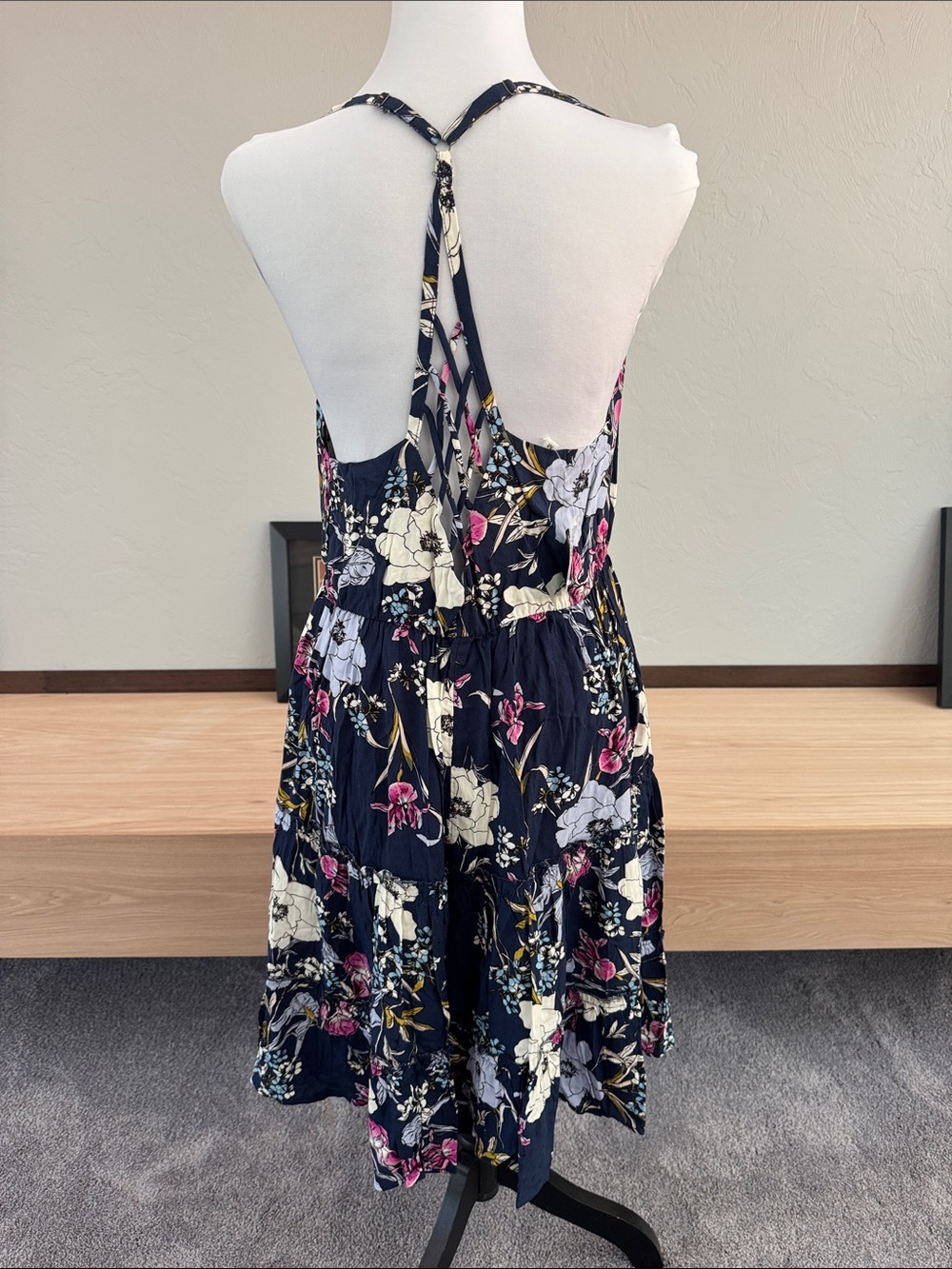 Maurices Navy Floral V-Neck Spaghetti Strap Mini Dress - NWT - Picture 3 of 7